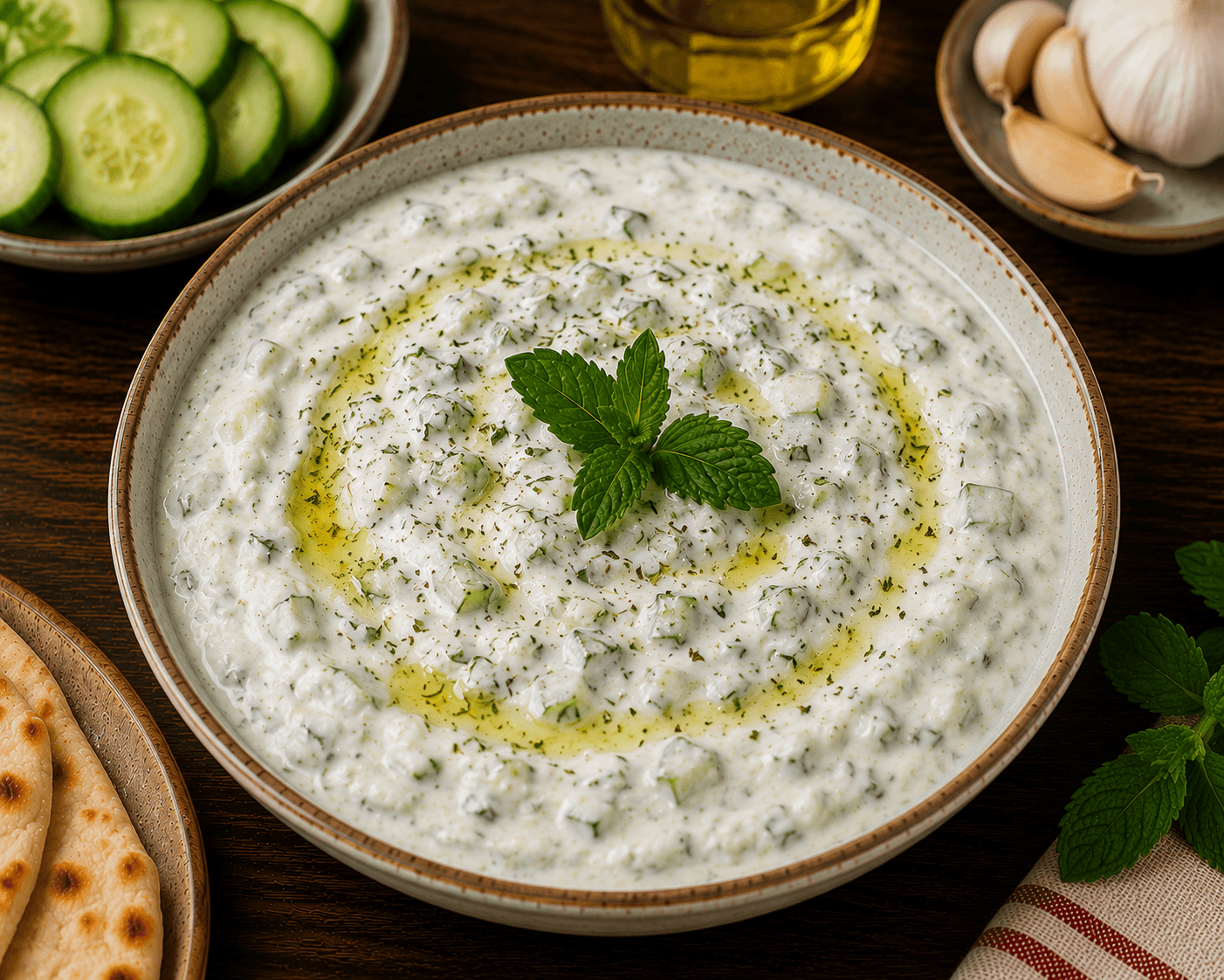 جاجق — لبن بالخيار والثوم والنعناع